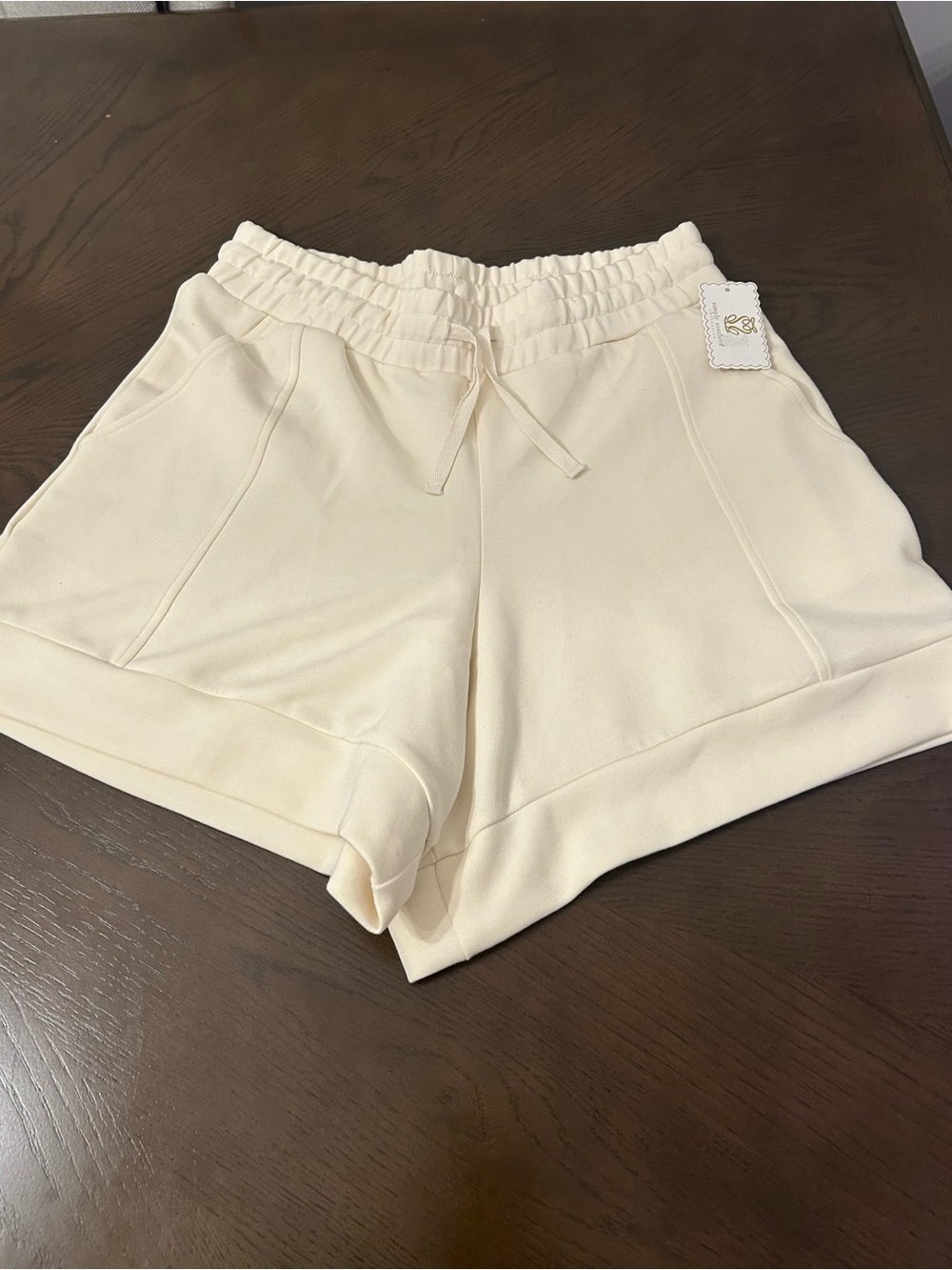 Simply Southern Cream Elastic Waist Athletic Shorts